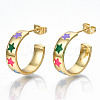 Brass Enamel Stud Earrings EJEW-T014-05G-NF-1