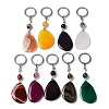 Iron with Alloy Natural Agate Pendant Keychain G-Q169-04P-1