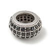 Brass Micro Pave Black Cubic Zirconia European Beads KK-G493-40P-1