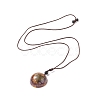 Natural Amethyst Half Round with Shell Pendant Necklace NJEW-C031-03C-2