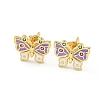 Butterfly Real 18K Gold Plated Brass Stud Earrings EJEW-L269-095G-02-1