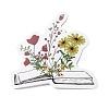 Book with Flower Pattern Self-Adhesive Picture Stickers X-DIY-P069-02-5