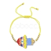 Glass Seed Mushroom Link Bracelet with Brass Beaded for Women BJEW-MZ00031-1