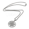 Crystal Rhinestone Flat Round with Hexgon Pendant Necklace with 304 Stainless Steel Box Chains NJEW-K253-11P-2