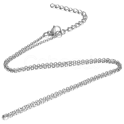 Non-Tarnish 304 Stainless Steel Cable Chain Necklace STAS-T040-PJ204-45-1