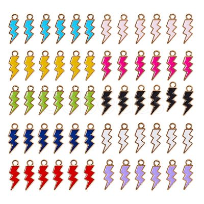 60Pcs 10 Colors Light Gold Plated Alloy Enamel Pendants sgENAM-SZ0001-33LG-1