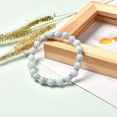 Natural Aquamarine Beads Stretch Bracelet Set for Men Women Girl Gift BJEW-JB06709-1