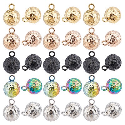 DICOSMETIC 30Pcs 5 Colors Ion Plating(IP) 304 Stainless Steel Charms STAS-DC0001-09-1