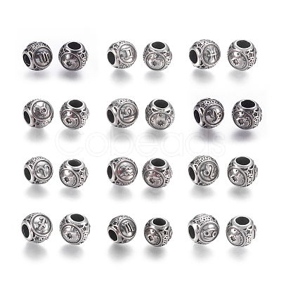 12 Constellations 316 Surgical Stainless Steel European Beads STAS-P212-18AS-1