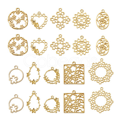 Cheriswelry 40Pcs 10 Style Alloy Open Back Bezel Pendants PALLOY-CW0001-02-1