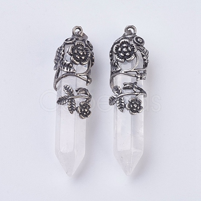 Natural Quartz Crystal Pointed Pendants G-F529-B10-1