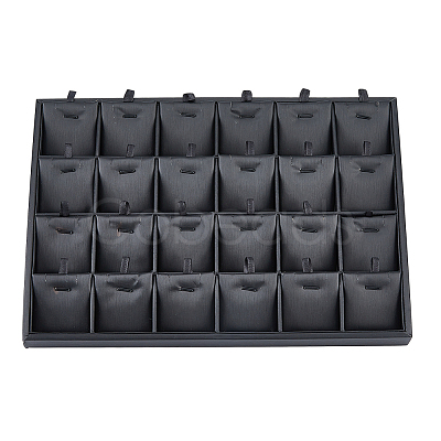 24-Slot Rectangle PU Leather Pendant Display Holder ODIS-WH0043-66-1