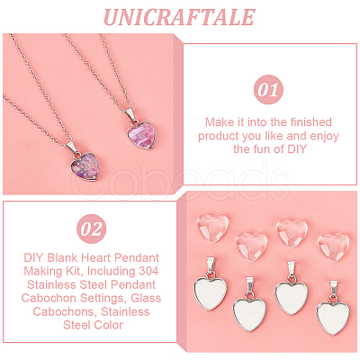 Unicraftale DIY Blank Heart Pendant Making Kit DIY-UN0005-51-1