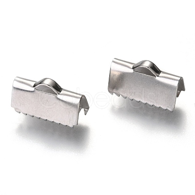 Non-Tarnish Unicraftale 304 Stainless Steel Ribbon Crimp Ends STAS-C018-22P-05-1