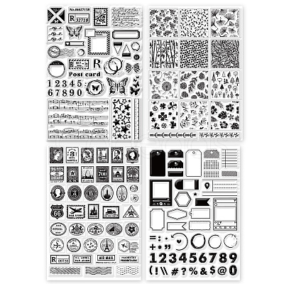 Globleland 4 Sheets 4 Styles PVC Plastic Stamps DIY-GL0004-86J-1