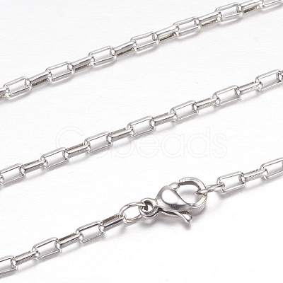 Non-Tarnish 304 Stainless Steel Box Chain Necklaces STAS-P101-20P-1