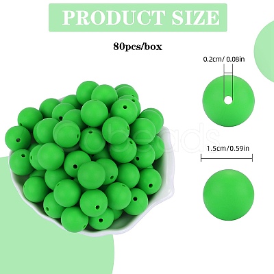 80Pcs Round Silicone Focal Beads SIL-SZ0001-24-24-1