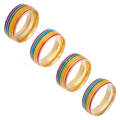 Unicraftale 4Pcs 4 Style Pride Finger Rings RJEW-UN0001-21G-1