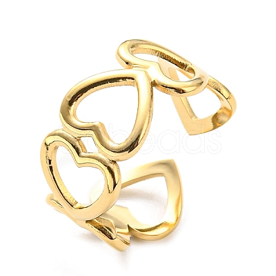 304 Stainless Steel Open Cuff Ring for Women RJEW-C016-17G-1