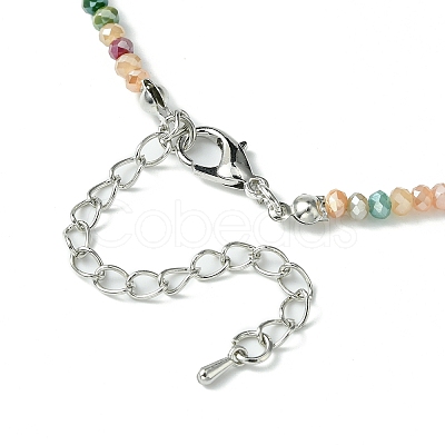 Faceted Rondelle Glass Beaded Necklace for Women NJEW-M208-01F-1