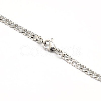 Tarnish Resistant 304 Stainless Steel Curb Chain/Twisted Chain Necklace Making STAS-A028-N109P-1