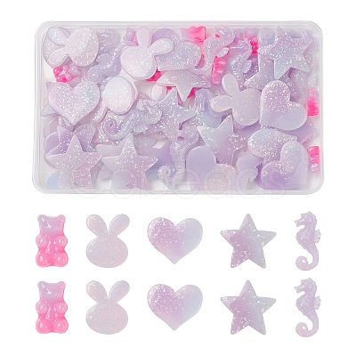 PandaHall Elite 60Pcs 5 Style Opaque Resin Cabochons CRES-PH0003-40-1