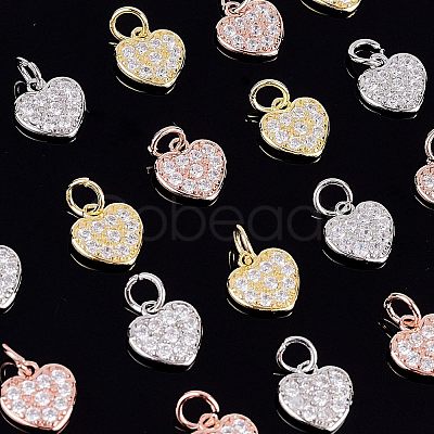 Nbeads 24Pcs 3 Colors Brass Micro Pave Clear Cubic Zirconia Charms KK-NB0001-41-1