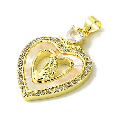 Mother's Day Real 18K Gold Plated Brass Micro Pave Clear Cubic Zirconia Pendants KK-H472-13G-08-1