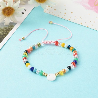 Electroplate Glass Nylon Thread Braided Bead Bracelets for Mom and Daughter BJEW-JB06359-04-1