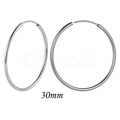 Anti-Tarnish Rhodium Plated 925 Sterling Silver Hoop Earrings Endless Unisex Small Hoop Earrings 30mm Gold Plating Huggie Hoop Earrings for Women Men JE1076A-04-1