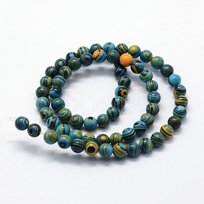 Synthetic Malachite Beads Strands G-I199-32-10mm-E-1