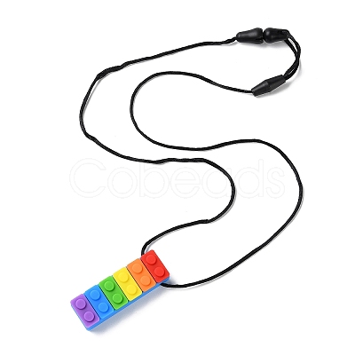 Rainbow Building Blocks Food Grade  Silicone Pendant Molar Stick Nursing Necklaces SIL-Z004-02C-1