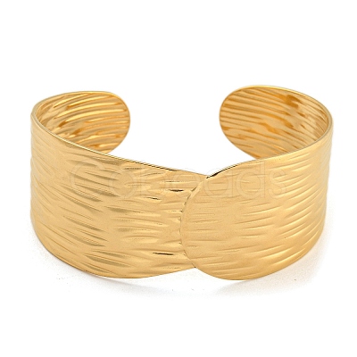 Real 18K Gold Plated 304 Stainless Steel Cuff Bangles BJEW-L695-001G-01-1