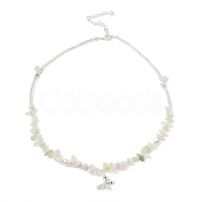 Natural Xiuyan Jade Necklaces NJEW-L119-01S-1