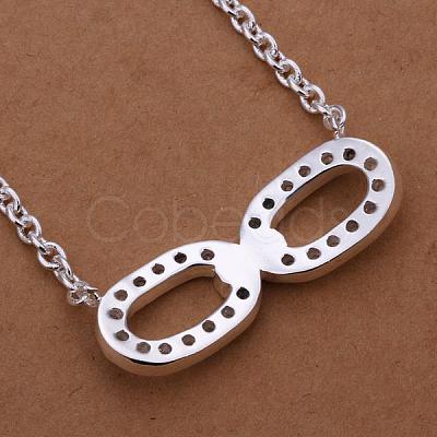 Simple Silver Color Plated Brass Cubic Zirconia Bowknot Pendant Necklaces For Women NJEW-BB12891-1