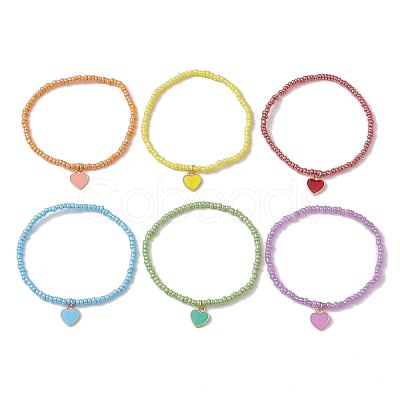 6Pcs Glass Seed Beaded Bracelets BJEW-JB10216-02-1