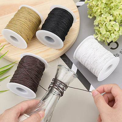 PandaHall Elite 4 Rolls 4 Colors Waxed Cotton Thread Cords YC-PH0002-35C-WH-1