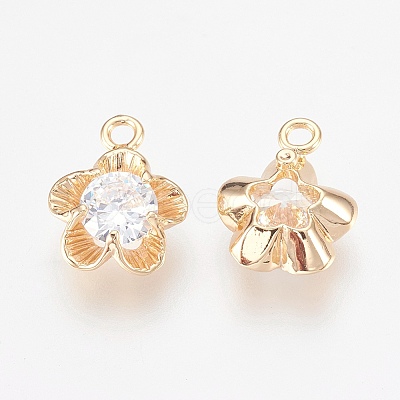 Brass Micro Pave Cubic Zirconia Charms KK-F759-11G-NF-1