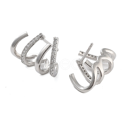 Rack Plating Claw Brass Clip-on Earrings EJEW-N055-43P-RS-1