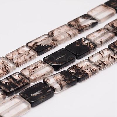 Synthetic Black Rutilated Quartz Bead Strands G-K153-N03-1