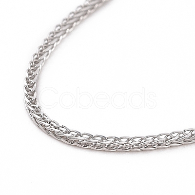 Anti-Tarnish Rhodium Plated 925 Sterling Silver Wheat Chains Necklace for Women STER-I021-03B-P-1