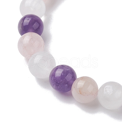 Natural Mixed Gemstone Round Beaded Stretch Bracelets for Women BJEW-JB10086-01-1