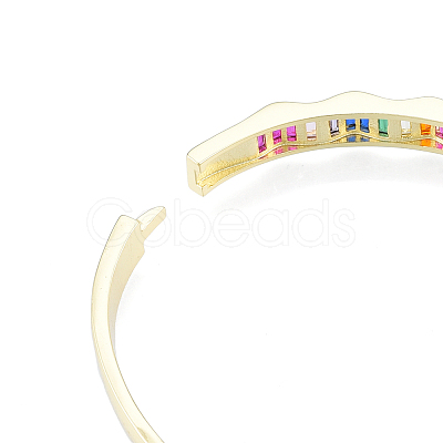 Cubic Zirconia Wave Hinged Bangle BJEW-N014-016-1