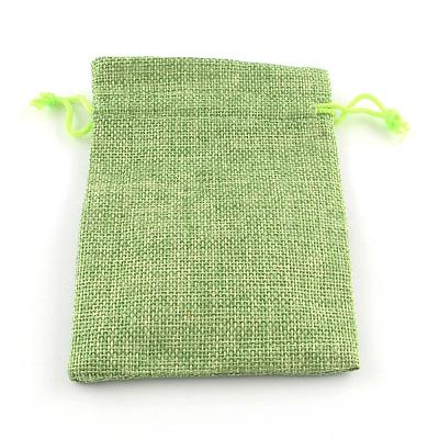 Polyester Imitation Burlap Packing Pouches Drawstring Bags X-ABAG-R005-18x13-02-1