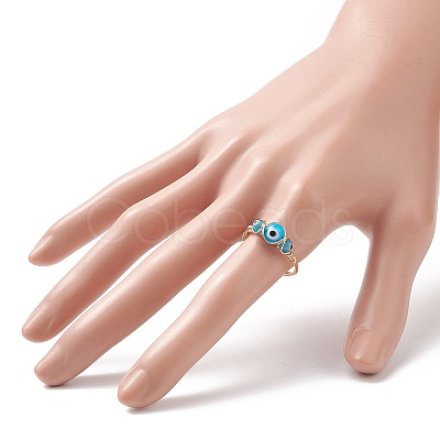 Lampwork Evil Eye Finger Ring RJEW-JR00555-1