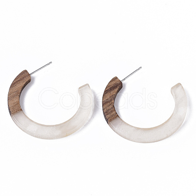 Resin & Walnut Wood Stud Earring Findings X-RESI-R425-01-A03-1