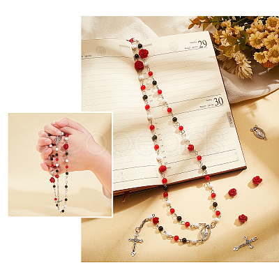 SUPERFINDINGS Religion and Rose Beads Necklace DIY Making Kit DIY-FH0004-05-1