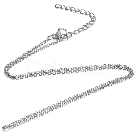 Non-Tarnish 304 Stainless Steel Cable Chain Necklace STAS-T040-PJ204-45-1