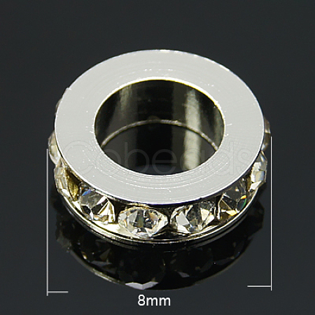 Brass Rhinestone Spacer Beads RB-H253-8x2.5mm-12-1