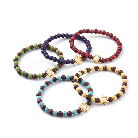 Natural Rosewood Beads Stretch Bracelets BJEW-JB04662-1